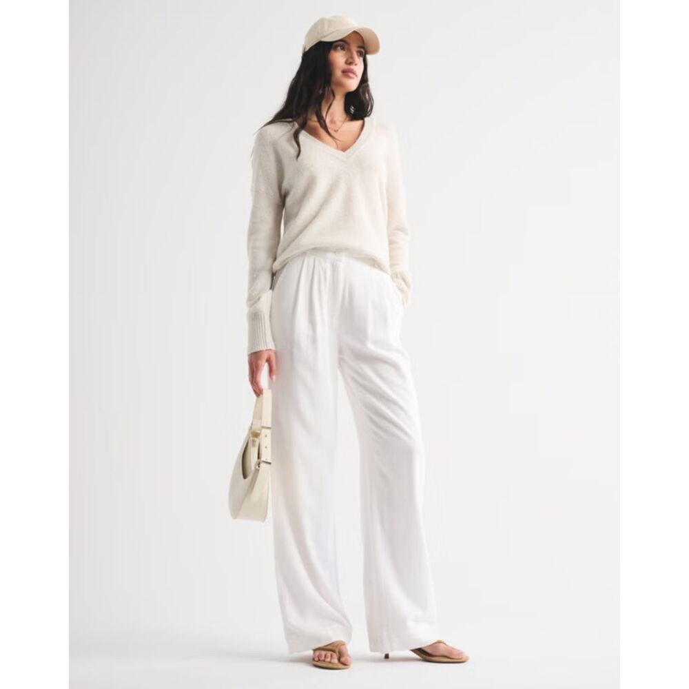 Abercrombie & Fitch Sloane Linen-Blend Tailored Wide Leg Pants